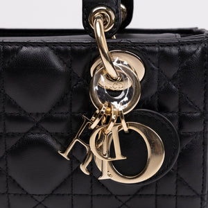 CHRISTIAN DIOR D-JOY MICRO BAG BLACK LAMBSKIN LEATHER LGHW