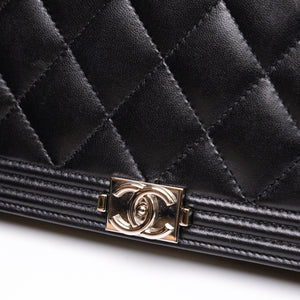CHANEL BOY WOC WALLET ON CHAIN BLACK LAMBSKIN LEATHER SHW