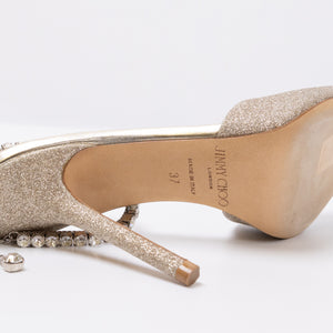 JIMMY CHOO SAEDA 100 PLATINUM ICE/CRYSTAL SIZE 37