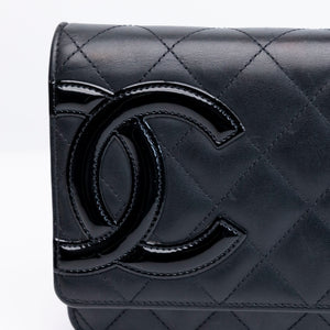 CHANEL CAMBON WALLET ON CHAIN BLACK CALFSKIN SHW
