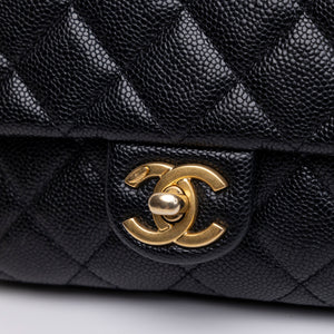 CHANEL 22S SHINY CAVIAR PICK ME UP FLAP BELT BAG BLACK CALFSKIN GHW
