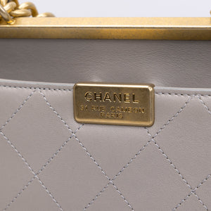 CHANEL COCO LUXE FLAP BAG GREY LAMBSKIN LEATHER GHW