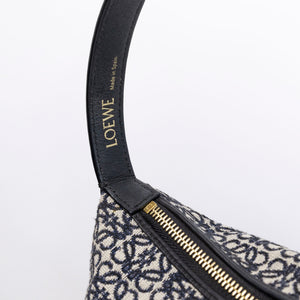 LOEWE CUBI ANAGRAM BAG JACQUARD CANVAS NAVY / BLACK GHW