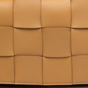 BOTTEGA VENETA TAN INTRECCIATO LEATHER CASSETTE CROSSBODY BAG GHW