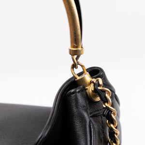 CHANEL QUILTED CHEVRON HANDLE WITH CHIC BUCKET BAG BLACK LAMBSKIN LEATHER GHW