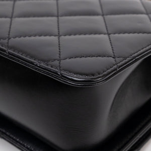 CHANEL GOLD CRUSH SMALL FLAP BAG BLACK CALFSKIN GHW (MICROCHIP)