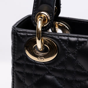 CHRISTIAN DIOR MINI LADY DIOR LAMBSKIN BLACK GHW