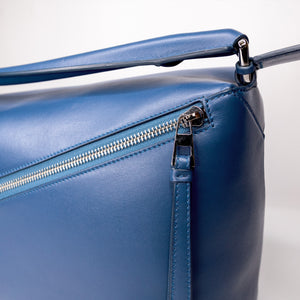 LOEWE LARGE PUZZLE BLUE CALF SKIN LEATHER SHW