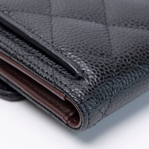 CHANEL SMALL CLASSIC FLAP WALLET BLACK CAVIAR GHW (MICROCHIP)