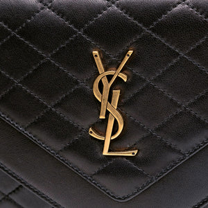 SAINT LAURENT GABY QUILTED SATCHEL BAG BLACK LAMBSKIN LEATHER GHW