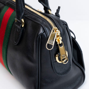 GUCCI BORSETTO MEDIUM LEATHER SHOULDER BAG BLACK GHW