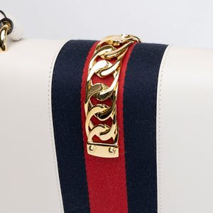 GUCCI MEDIUM SYLVIE SHOULDER BAG CALFSKIN WHITE GHW