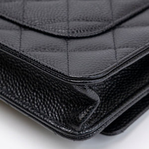 CHANEL CLASSIC WALLET ON CHAIN BAG BLACK CAVIAR GHW (MICROCHIP)