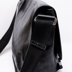 GUCCI SUPREME MESSENGER BAG BLACK COATED CANVAS SHW