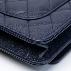 CHANEL CLASSIC WALLET ON CHAIN CAVIAR NAVY GHW (MICROCHIP)
