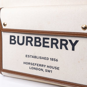 BURBERRY WORLD OF THE POCKET MEDIUM CANVAS WITH LEATHER GHW