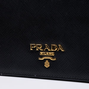 PRADA WALLET ON CHAIN SAFFIANO LEATHER BLACK GHW