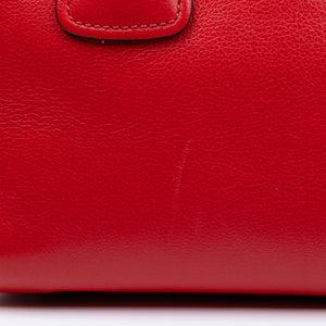 PRADA SMALL GLACE CALFSKIN LEATHER TWIN POCKET SATCHEL RED SHW