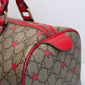 GUCCI GG SUPREME MEDIUM JOY BOSTON BAG BEIGE / RED GHW