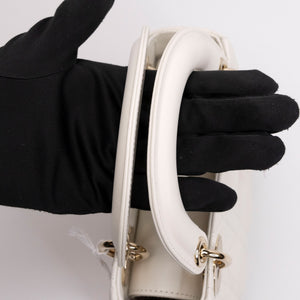 CHRISTIAN DIOR MINI LADY DIOR LAMBSKIN WHITE GHW