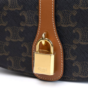 CELINE CLUTCH ON STRAP TABOU TRIOMPHE CANVAS / CALFSKIN TAN GHW