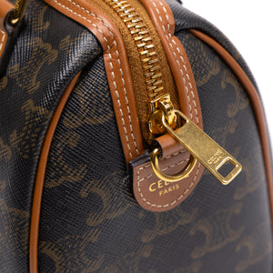 CELINE SMALL BOSTON BAG TRIOMPHE CANVAS/ CALFSKIN TAN GHW