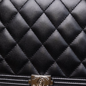 CHANEL BOY WOC WALLET ON CHAIN BLACK LAMBSKIN LEATHER SHW