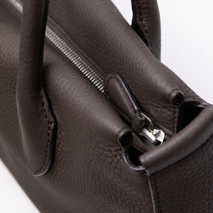 THE ROW TOP HANDLE ESPRESSO CALFSKIN LEATHER SHW