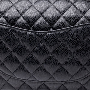 CHANEL MEDIUM CLASSIC DOUBLE FLAP BAG BLACK CAVIAR LEATHER GHW (MICROCHIP)
