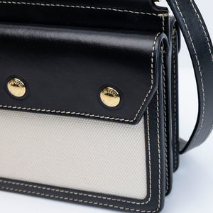 BURBERRY MINI HORSEFERRY PRINT TITLE CROSSBODY BAG BLACK GHW