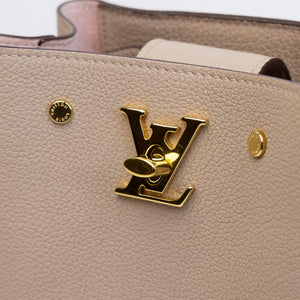 LOUIS VUITTON NANO LOCKME BUCKET BEIGE CALFSKIN LEATHER GHW (MICROCHIP)