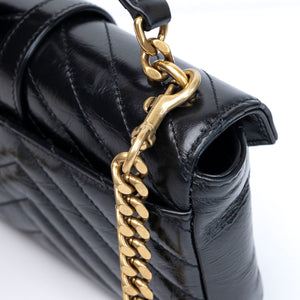 SAINT LAURENT COLLEGE SHOULDER BAG BLACK CALFSKIN LEATHER GHW