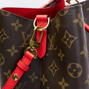 LOUIS VUITTON NEO NOE BROWN/ RED POUDRE MONOGRAM CANVAS GHW