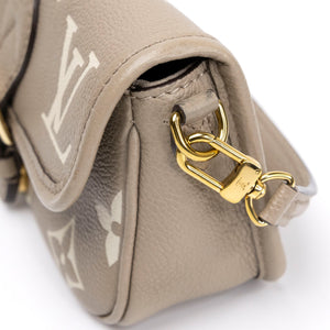 LOUIS VUITTON NANO DIANE BICOLOUR MONOGRAM EMPREINTE LEATHER TOURTERELLE BEIGE /  CREAM GHW (MICROCHIP)