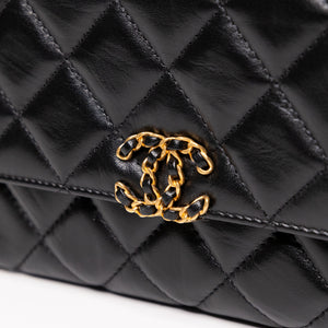 CHANEL 23K SLING SMALL FLAP BAG BLACK CALFSKIN LEATHER GHW