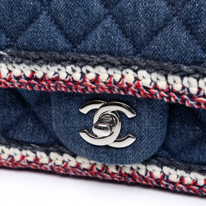 CHANEL DENIM MINI FLAP BAG BLUE WITH TWEED SHW