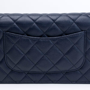 CHANEL CLASSIC WALLET ON CHAIN CAVIAR NAVY GHW (MICROCHIP)
