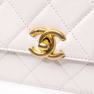CHANEL 24C GOLD CRUSH MINI FLAP BAG WHITE CALFSKIN GHW (MICROCHIP)