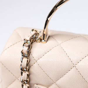 CHANEL 25S MINI COCO CRUSH HANDLE BAG CAVIAR BEIGE LGHW(MICROCHIP)