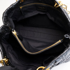 CHRISTIAN DIOR SOFT SHOPPING TOTE BLACK CANNAGE QUILTED LAMBSKIN GHW