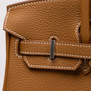 HERMES BIRKIN 25 GOLD TOGO SHW STAMP K