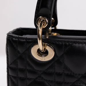 CHRISTIAN DIOR D-JOY MICRO BAG BLACK LAMBSKIN LEATHER LGHW