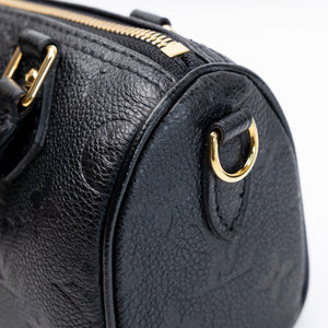 LOUIS VUITTON NANO SPEEDY BLACK MONOGRAM EMPREINTE GHW (MICROCHIP)