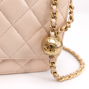 CHANEL PEARL CRUSH WALLET ON CHAIN LIGHT PINK LAMBSKIN GHW (MICROCHIP)