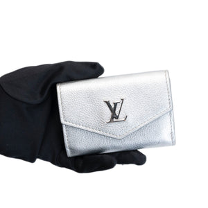 LOUIS VUITTON LOCK MINI TRIFOLD WALLET SILVER LEATHER SHW (MICROCHIP)