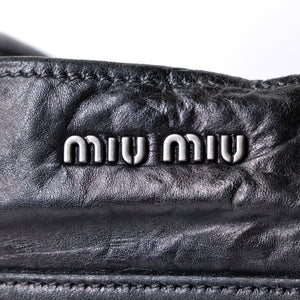 MIUMIU TOTE BAG CALFSKIN LEATHER BLACK