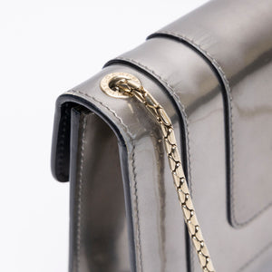 BVLGARI SERPENTI FOREVER SHOULDER BAG SILVER METALLIC LEATHER SHW