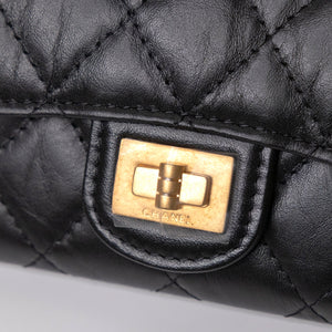 CHANEL 2.55 REISSUE FLAP CARD HOLDER BLACK CALFSKIN GHW
