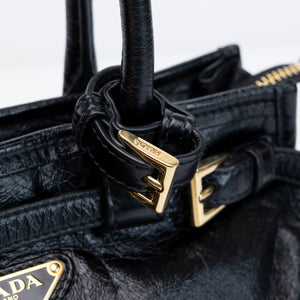 PRADA MINI BONNIE HANDBAG BLACK CALFSKIN GHW