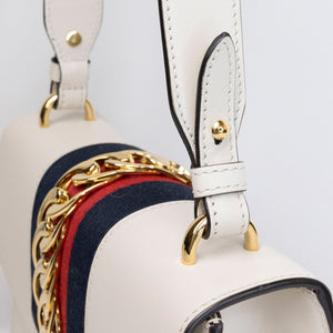 GUCCI MEDIUM SYLVIE SHOULDER BAG CALFSKIN WHITE GHW